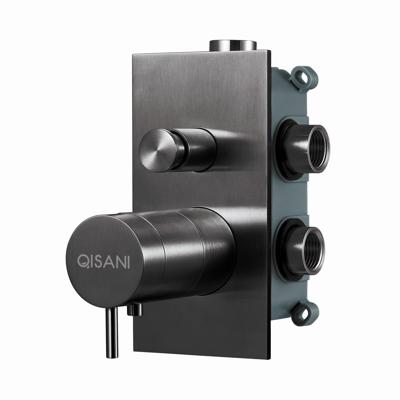 Inbouwkraan Qisani Flow Thermostatisch 2-weg Vierkant Geborsteld Gun Metal Inbouwkraan Qisani Flow Thermostatisch 2-weg Vierkant Geborsteld Gun Metal
