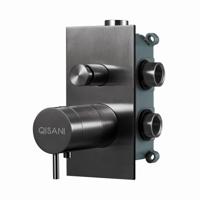 Inbouwkraan Qisani Flow Thermostatisch 2-weg Vierkant Geborsteld Gun Metal - thumbnail