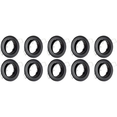 Set van 10 Inbouwspots GU10 - Zwart Aluminium - Kantelbaar Ø82mm