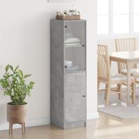 Hoge kast met glazen deur 35x37x142 cm betongrijs - thumbnail