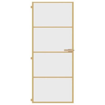VidaXL Binnendeur smal 83x201,5 cm gehard glas en aluminium goudkleur VidaXL Binnendeur smal 83x201,5 cm gehard glas en aluminium goudkleur
