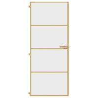 Binnendeur smal 83x201,5 cm gehard glas en aluminium goudkleur - thumbnail