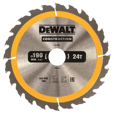 DeWALT Cirkelzaagblad voor Hout | Construction | Ø 190mm Asgat 30mm 24T - DT1944-QZ