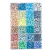 Lobbes Polymeer kralen blauw-groen tinten - thumbnail