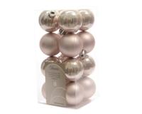 Kerstbal plastic glans-mat 40 mm poeder roze KSD - Ksd - thumbnail