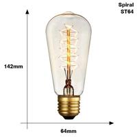 E27 40W Retro Edison gloeilamp gloeidraad Vintage ampul gloeilamp AC 220V(ST64 Spirai) - thumbnail