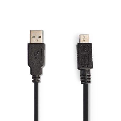 USB 2.0-Spiraalkabel | A Male - Micro-B Male | 2,0 m | Zwart