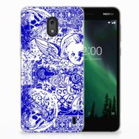 Silicone Back Case Nokia 2 Angel Skull Blauw - thumbnail