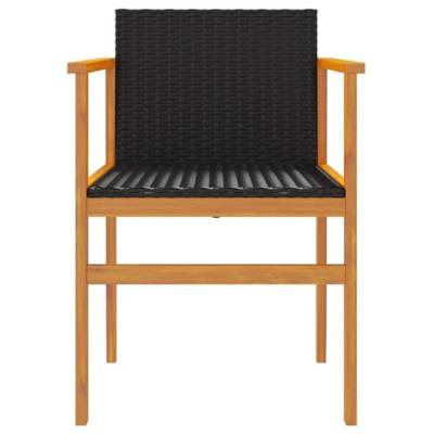 Tuinstoelen 2 st poly rattan en massief hout zwart