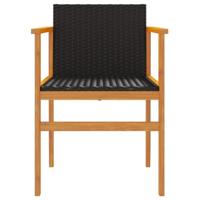 Tuinstoelen 2 st poly rattan en massief hout zwart - thumbnail