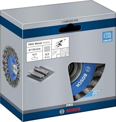Bosch Accessories Schijfborstel, getordeerd, 115 mm, 0,5 mm, 12 mm, 12.500 omw/min, M14 Bosch Power Tools 2608622059 1 stuk(s)