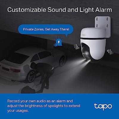 Tapo 2K bewakingscamera buiten, 360° PTZ WiFi-camera, IP65 weerbestendige CCTV voor thuisbeveiliging, bewegingstracking, full-colour nachtzicht, cloud en lokale opslag, werkt met Alexa & Google Home