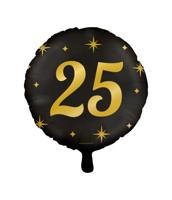 Classy Folieballon 25 Jaar Zwart/Goud (46cm) - thumbnail
