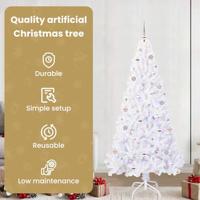 Kunstkerstboom met 300 LED Wit 210 cm PVC en staal - thumbnail