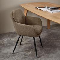 Woood Runa eetkamerstoel chenille Donker Zand - thumbnail