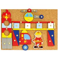 Bino hamerspel Brandweer junior 25 cm kurk naturel 168 delig - thumbnail