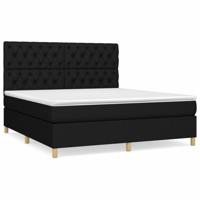 Boxspring met matras stof zwart 160x200 cm - thumbnail