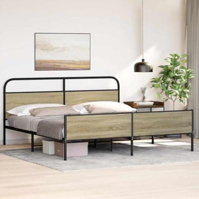 Bedframe zonder matras metaal sonoma eikenkleurig 180x200 cm