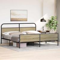 Bedframe zonder matras metaal sonoma eikenkleurig 180x200 cm - thumbnail