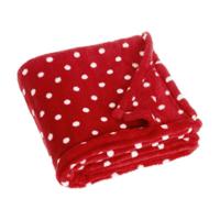 Playshoes fleece babydeken Stippen Rood - thumbnail