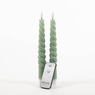 Anna Collection LED swirl dinerkaarsen - 2x st - jade groen - 23 cm