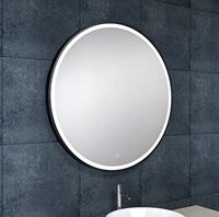Maro spiegel rond met LED, dimbaar en spiegelverwarming 100 cm mat zwart - thumbnail