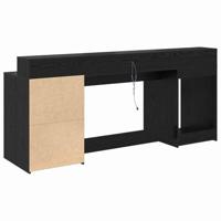 Bureau met lade Zwart eiken 200 x 55 x 91 cm Bewerkt hout - thumbnail