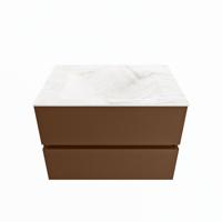 MONDIAZ VICA-DLUX 70cm badmeubel onderkast Rust 2 lades. Inbouw wastafel CLOUD midden zonder kraangat, kleur Ostra. - thumbnail