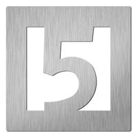 Hardbrass Vierkant huiscijfer Didheya 60mm. - RVS - thumbnail