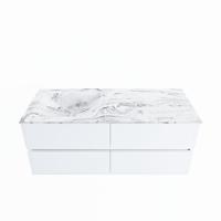 MONDIAZ VICA-DLUX 120cm badmeubel onderkast Talc 4 lades. Inbouw wastafel CLOUD links 1 kraangat, kleur Glace. - thumbnail
