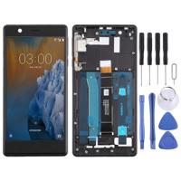 LCD-scherm en digitizer volledige montage met frame & Zijkleutels voor Nokia 3 TA-1032 (zwart) - thumbnail