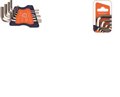 Rotec 10 dlg.Inbussleutelset kort inch 1/16 - 3/8 (nikkel) - 8789006