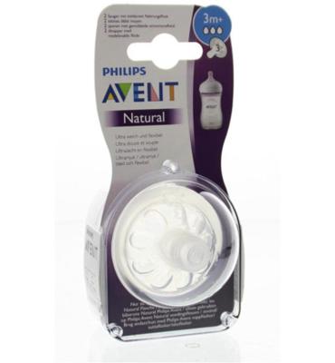 Philips AVENT 2 stuks, normale speen, 3m+, Natural-speen Philips AVENT 2 stuks, normale speen, 3m+, Natural-speen