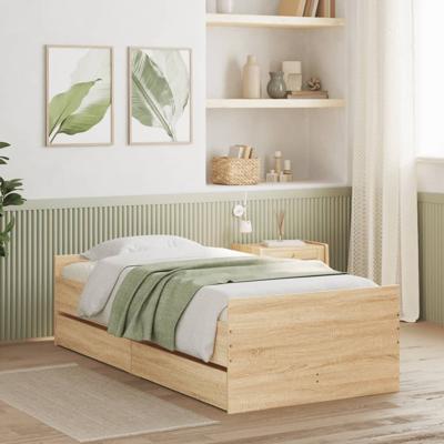 Bedframe sonoma eikenkleurig 75x190 cm Small Single
