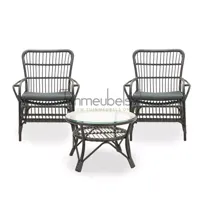 Vita Lester loungeset zwart met lage tafel - thumbnail