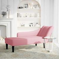 Chaise longue met rechterarmleuning fluweel roze - thumbnail