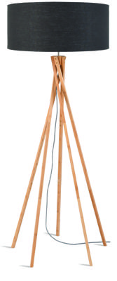 Good&Mojo Vloerlamp 'Kilimanjaro' Bamboe en Eco linnen, kleur Donkergrijs