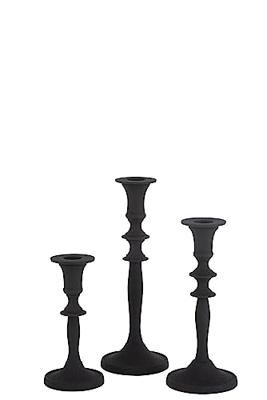 J-Line Set Van Drie Kaarshouder Klassiek Aluminium Zwart