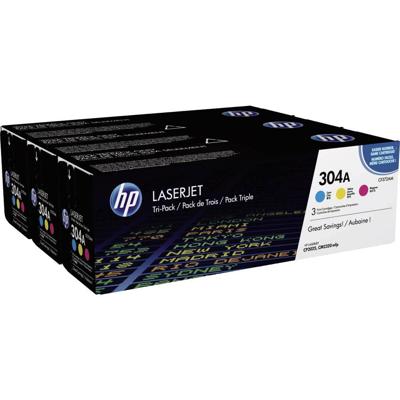 Toner HP Pack de ahorro de 3 cartuchos de tóner original LaserJet HP 304A cian/magenta/amarillo Tricolor