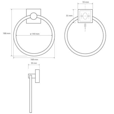 Handdoekhouder Sapho X-Square Rond 16x19 cm Chroom