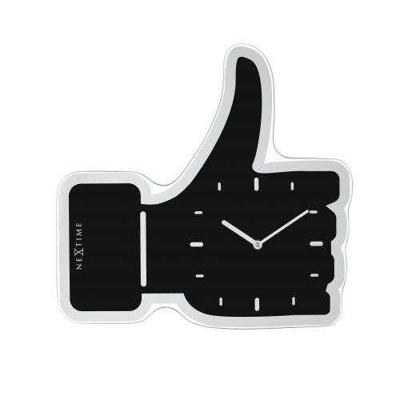 NeXtime klok 3072zw Thumbs up, 40.5x41.cm, Wall, Black/ Silver