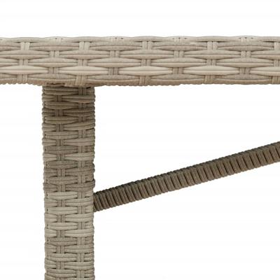 Tuintafel met glazen blad 190x80x74 cm poly rattan lichtgrijs