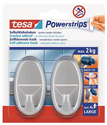 tesa POWERSTRIPS® Zelfklevende haak Large ovaal Chroom (mat) Inhoud: 2 stuk(s)