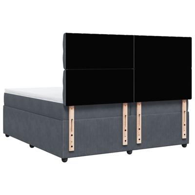 Boxspring met matras fluweel donkergrijs 200x200 cm