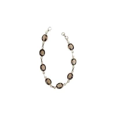 Zilveren Ovalen Armband Rookkwarts Facet Zilveren Ovalen Armband Rookkwarts Facet