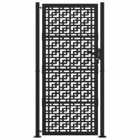 Poort met kruisontwerp 105x205 cm staal zwart - thumbnail