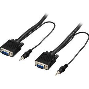 Deltaco RGB HD15 10m VGA (D-Sub) + 3.5mm VGA (D-Sub) + 3.5mm Zwart VGA kabel