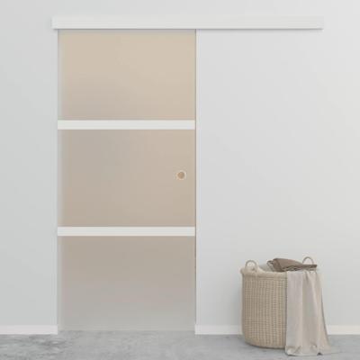 Schuifdeur 90x212 cm ESG-glas en aluminium zilverkleurig