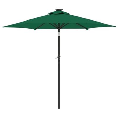 VidaXL Parasol met led's en stalen paal 225x225x212 cm groen