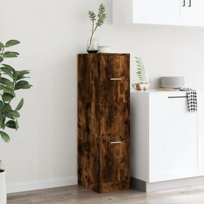 Apothekerskast 30x41x118 cm bewerkt hout gerookt eikenkleurig - thumbnail